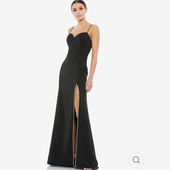 MAC DUGGAL 55706 CRYSTAL DETAIL SWEETHEART NECK TRUMPET BLACK DRESS 4 NWT $398 - Picture 3 of 10